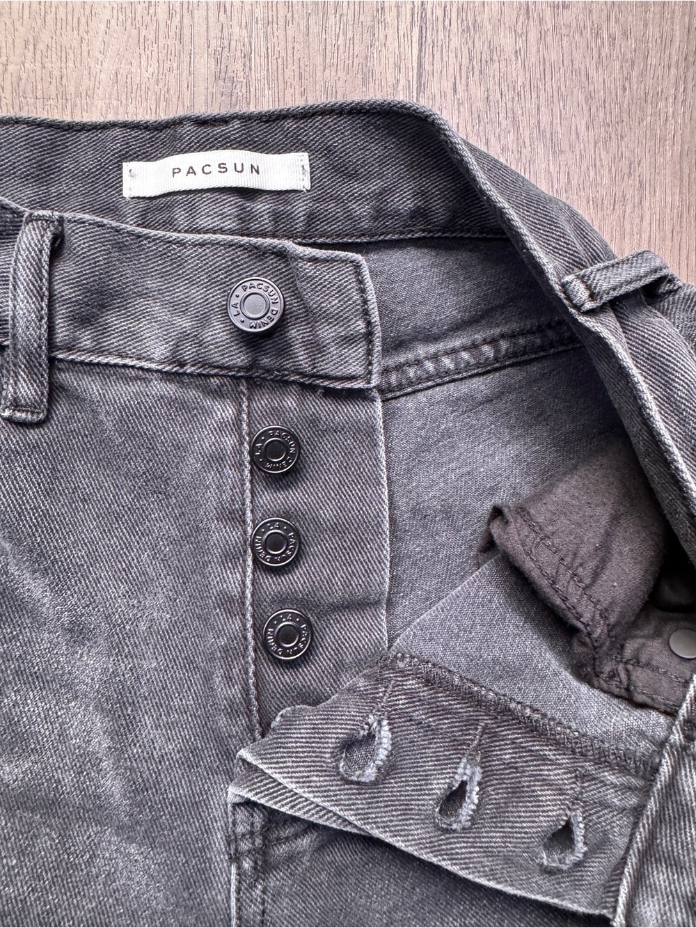 PACSUN Black Denim High Rise Straight Jeans - Distressed - Size 24 - Picture 7 of 13